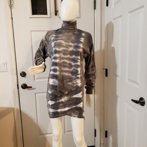 Young Fabulous & Broke Asymmetrical Tie Dye Sweatshirt Dress - Picture 1 of 9